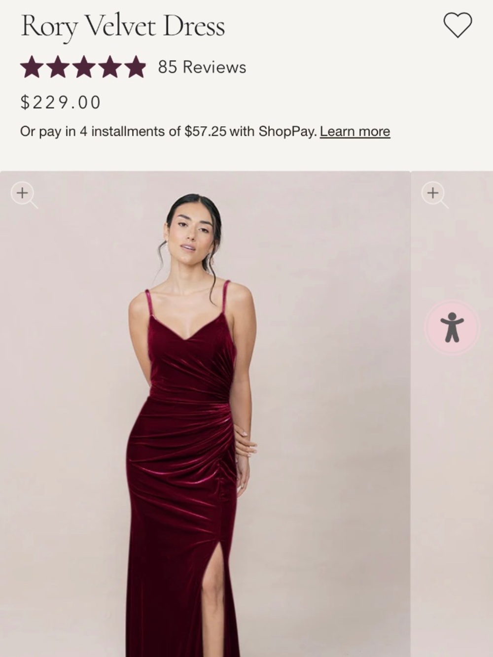 Revelry Rory Velvet Dress Burgundy size 2 petite - Picture 3 of 4